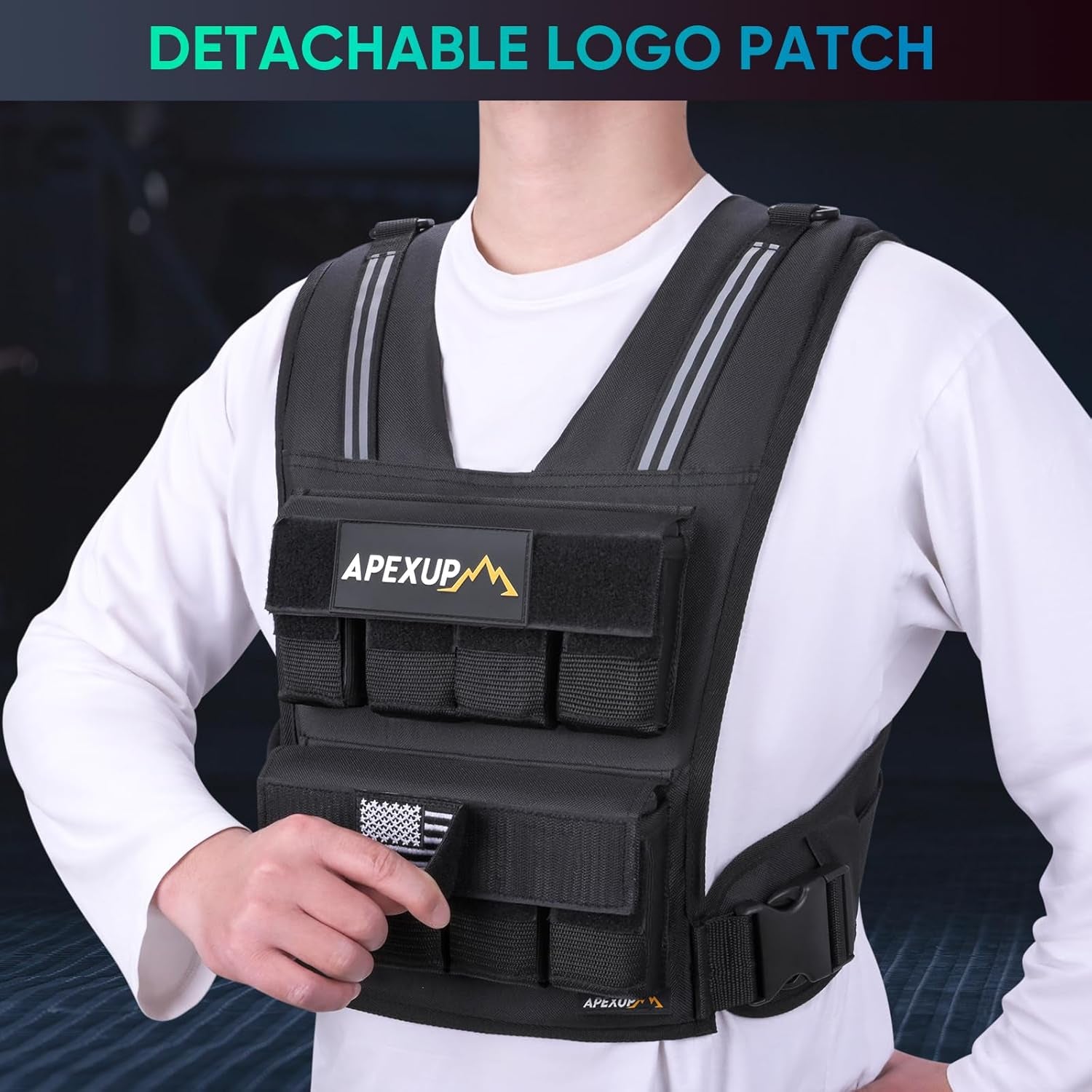 Adjustable Weighted Vest Men 20Lbs/30Lbs/40Lbs Weights with Reflective Stripe, Weight Vest Woman Workout Vest for Strength Training Running Walking