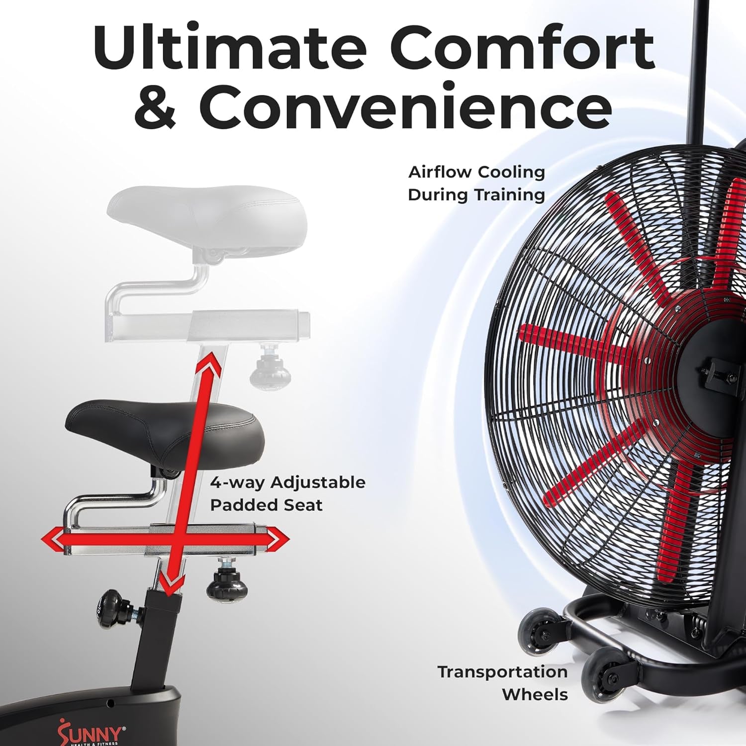 Premium Smart Cross-Training Fan Bike, Air Resistance Cardio Machine W/330Lb Capacity for Intensive Home Workout, Customizable Monitor W/Free Sunnyfit App Connection-Sf-B223018