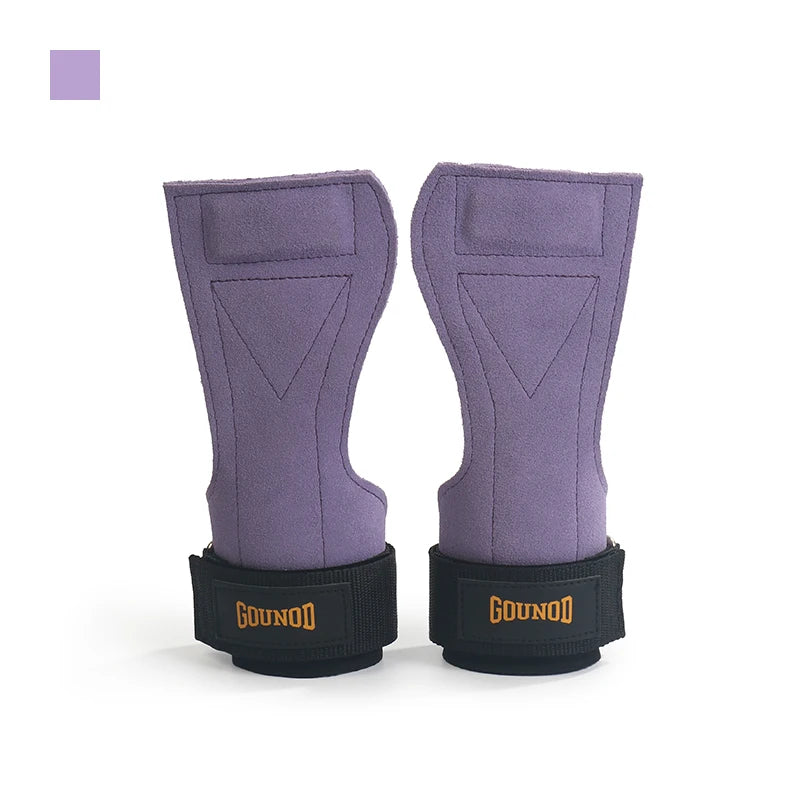 Gym Grips for Men Women Cowhide Palm Guards Weightlifting Fitness Workout Gloves Grips with Wrist Wraps Training Equipment
