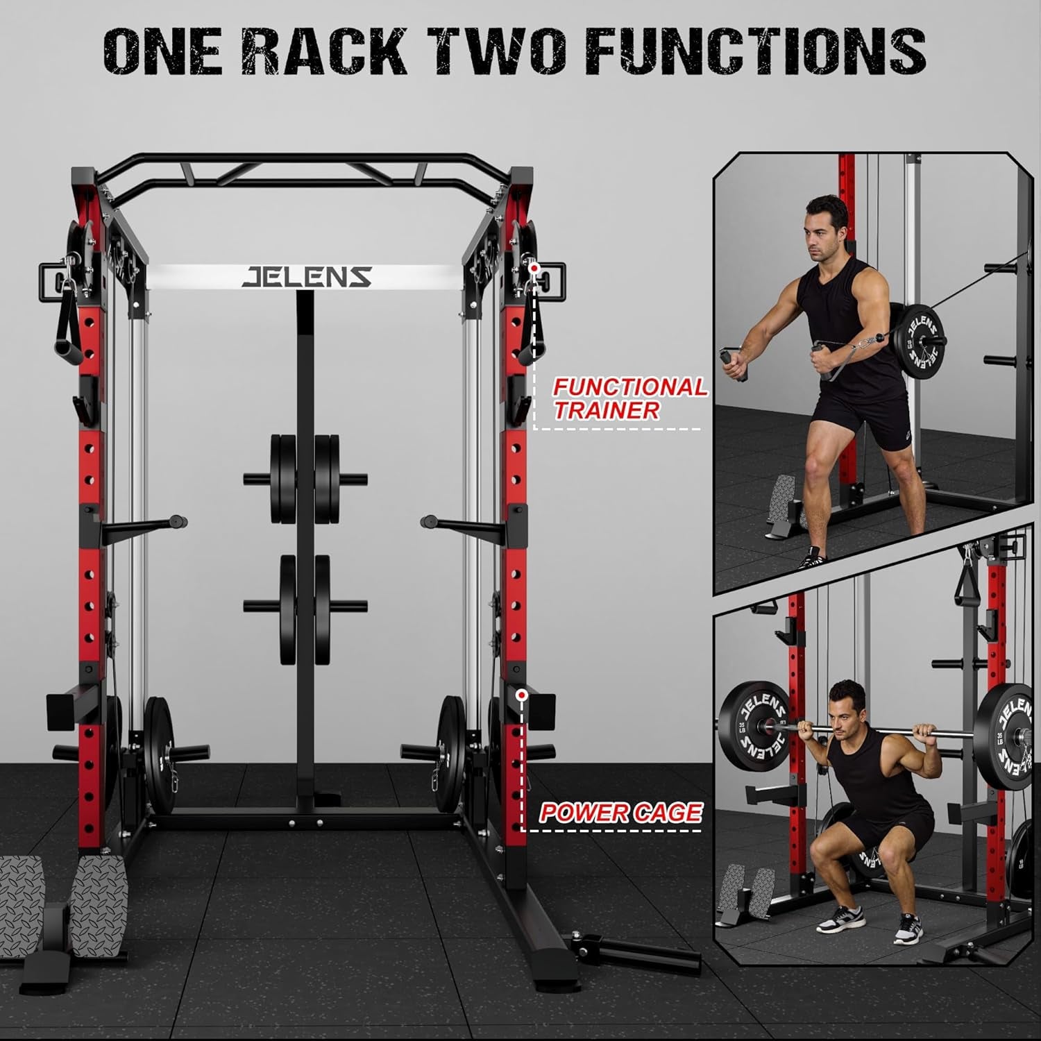 C21 Power Cage with Independent Dual Pulley System, 6-In-1 Multi-Functional Squat Rack for Home Gym, 2000LBS Full Body Workout Power Rack