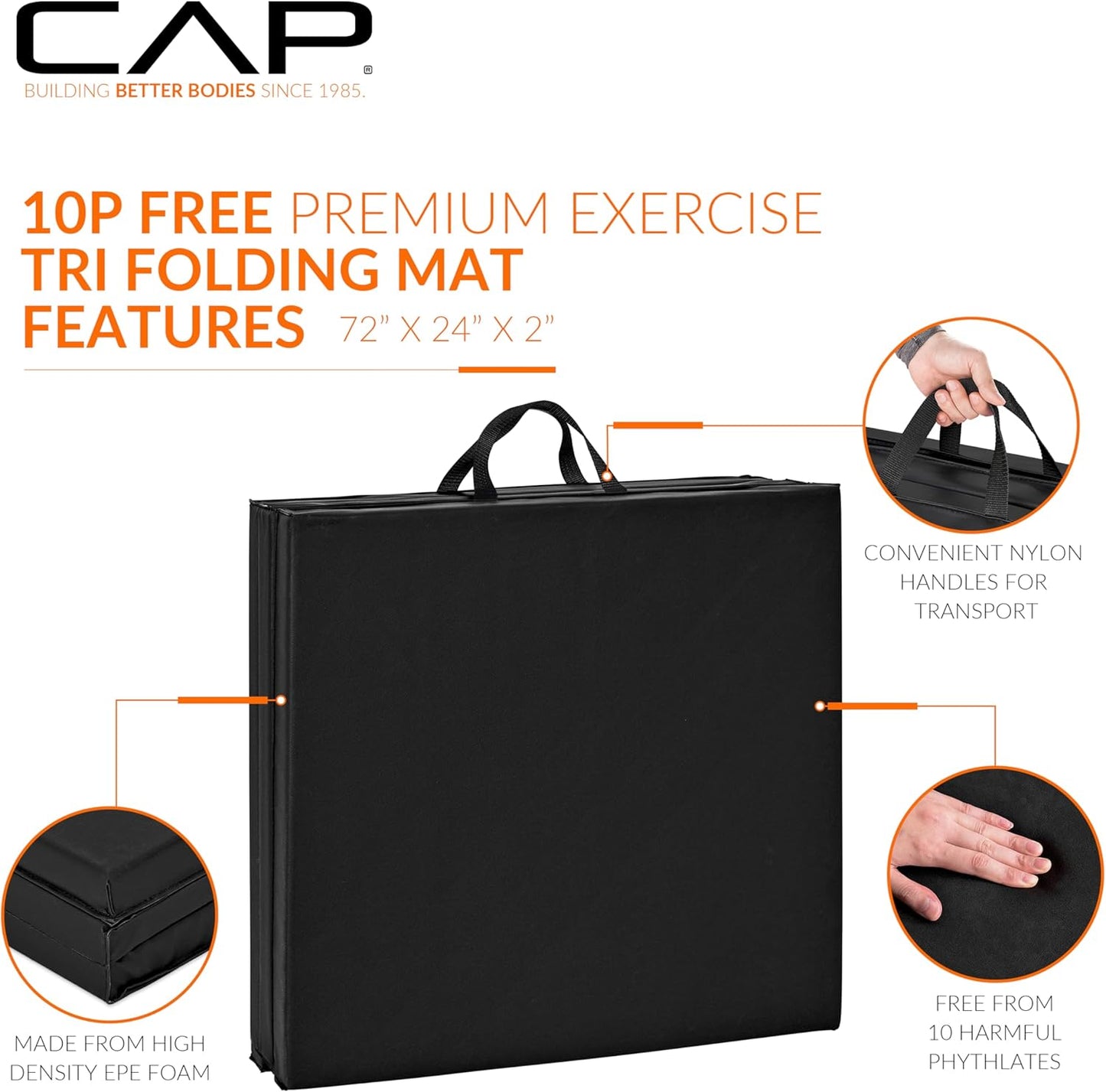 CAP Barbell All Purpose Folding anti Tear Exercise Training Aerobic Fitness Gym & Gymnastics Balance Mat | Multiple Colors
