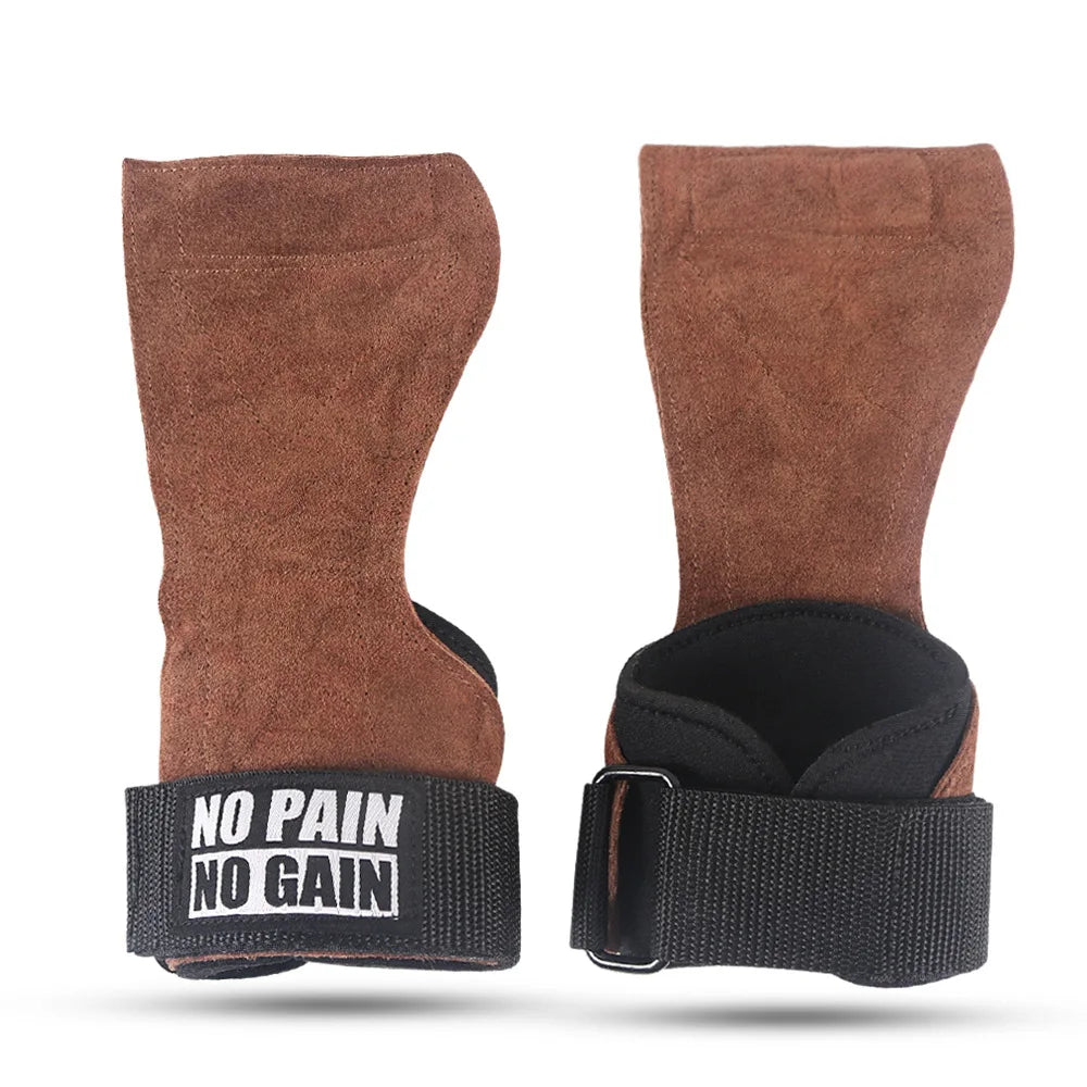 Gym Grips for Men Women Cowhide Palm Guards Weightlifting Fitness Workout Gloves Grips with Wrist Wraps Training Equipment