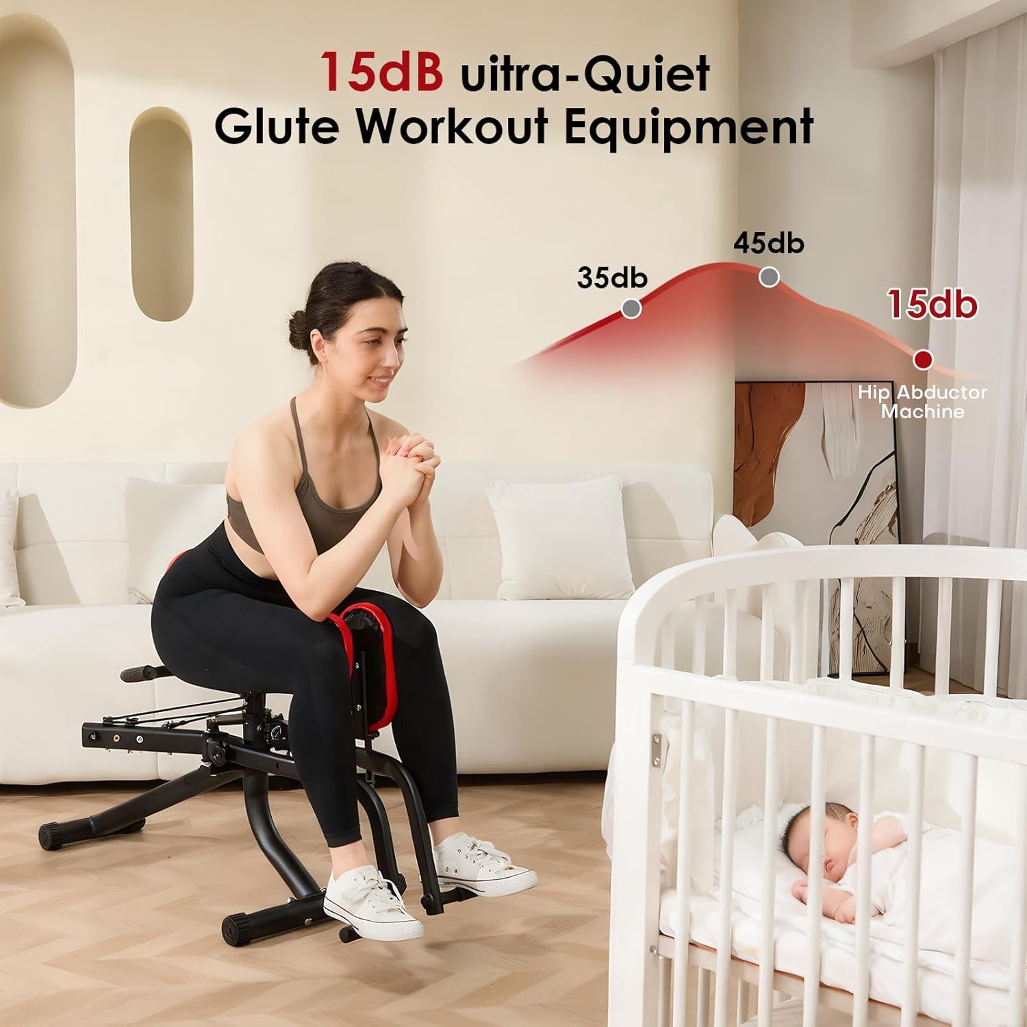 Hip Abductor Adductor Machine for Home Gym, Inner and Outer Thigh and Glute Workout System