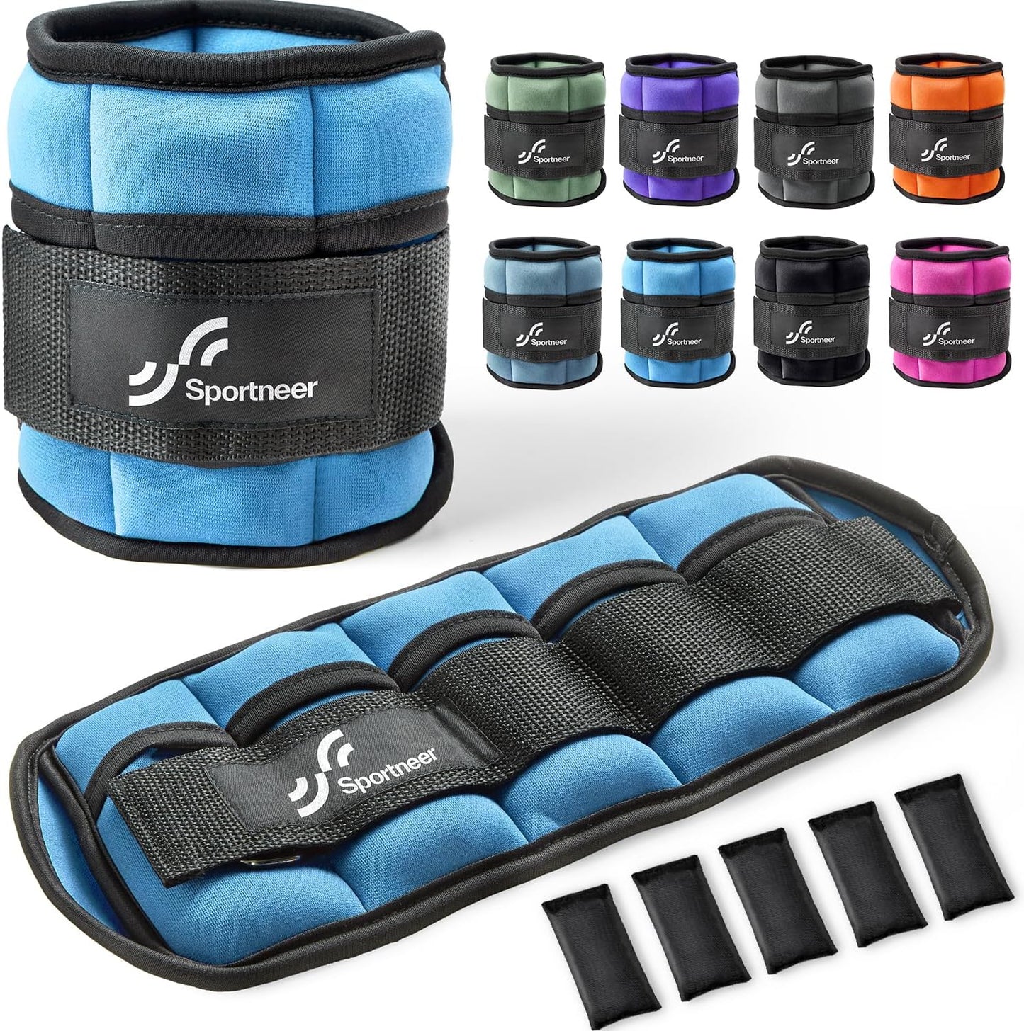 Adjustable Ankle/Wrist Weights for Men Women Kids, Weighted Leg & Cuff Strength Training for Yoga Walking Running Aerobics Gym Fitness Physical Therapy