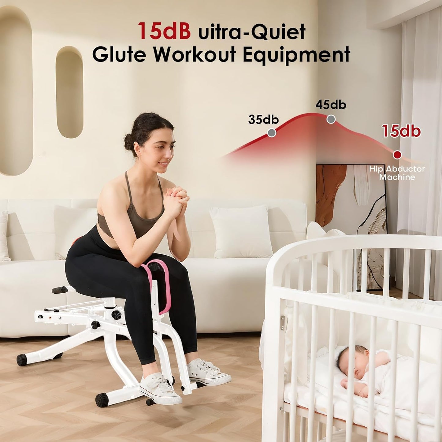 Hip Abductor Adductor Machine for Home Gym, Inner and Outer Thigh and Glute Workout System