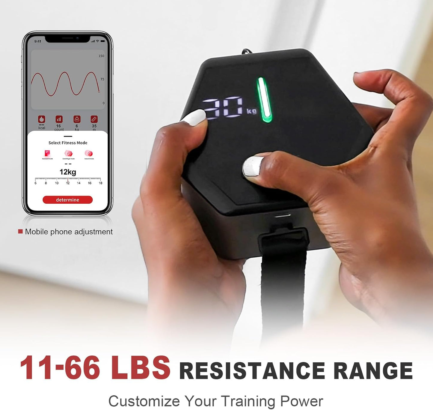 3 Resistance Modes Portable Gym HIVEGYM Power Pump, Compact Home Gym Cable Machine with Fan-Cooled Power Pump, 3-30Kg Adjustable Resistance, Smart LCD, Rechargeable for Home & Travel Workouts