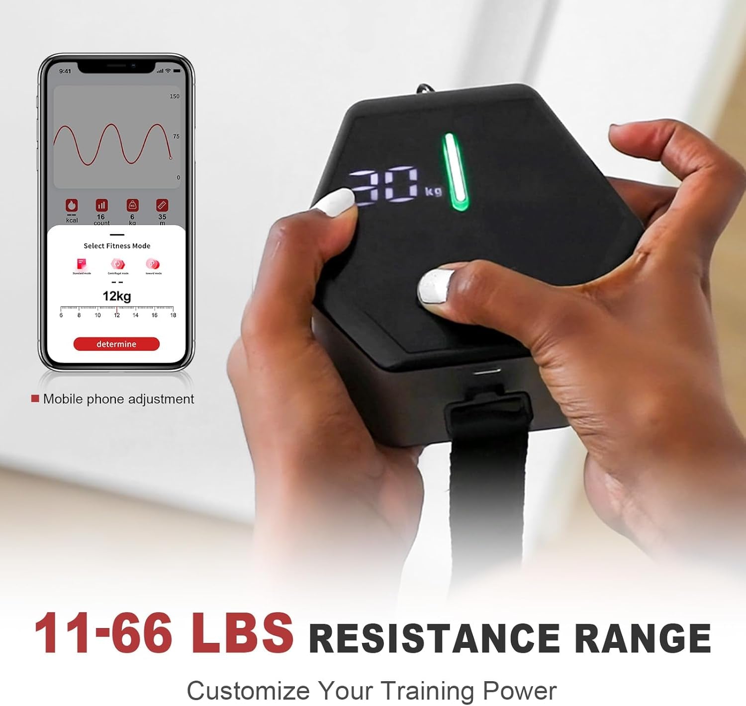 3 Resistance Modes Portable Gym HIVEGYM Power Pump, Compact Home Gym Cable Machine with Fan-Cooled Power Pump, 3-30Kg Adjustable Resistance, Smart LCD, Rechargeable for Home & Travel Workouts