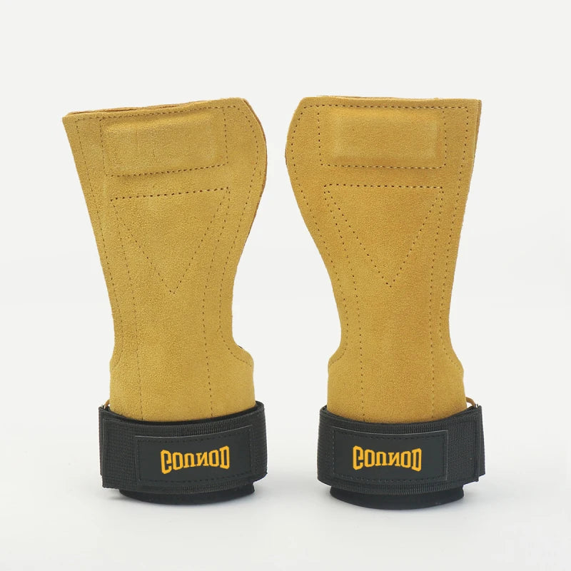 Gym Grips for Men Women Cowhide Palm Guards Weightlifting Fitness Workout Gloves Grips with Wrist Wraps Training Equipment