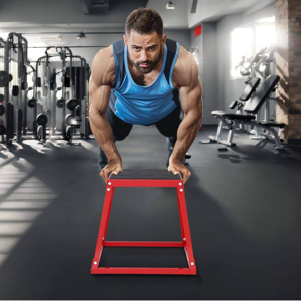 Plyometric Jump Box, 18 In. Plyo Box, Steel Plyometric Platform and Jumping Agility Box, Anti-Slip Fitness Exercise Box