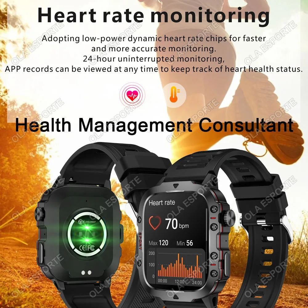 Men’s Smartwatch 2025 – Bluetooth Calling, Flashlight, IP68 Waterproof Fitness Tracker for Android & iOS