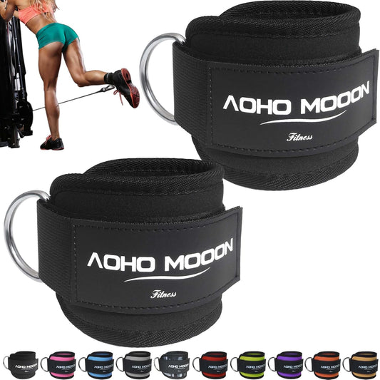 Velcro Comfortable Adjustable Padded Ankle Wrist Cuffs Neoprene Padded Straps D-Ring Glute Kickback for Cable Machine, Ideal for Glutes Exercises