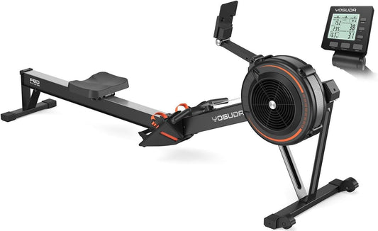R2 Rowing Machine for Home, Professional Adjustable Air Resistance Rower Machines with Self-Powered Monitor, 53.7'' Row Rail, Ergonomic Comfort Seat, Easy Storage