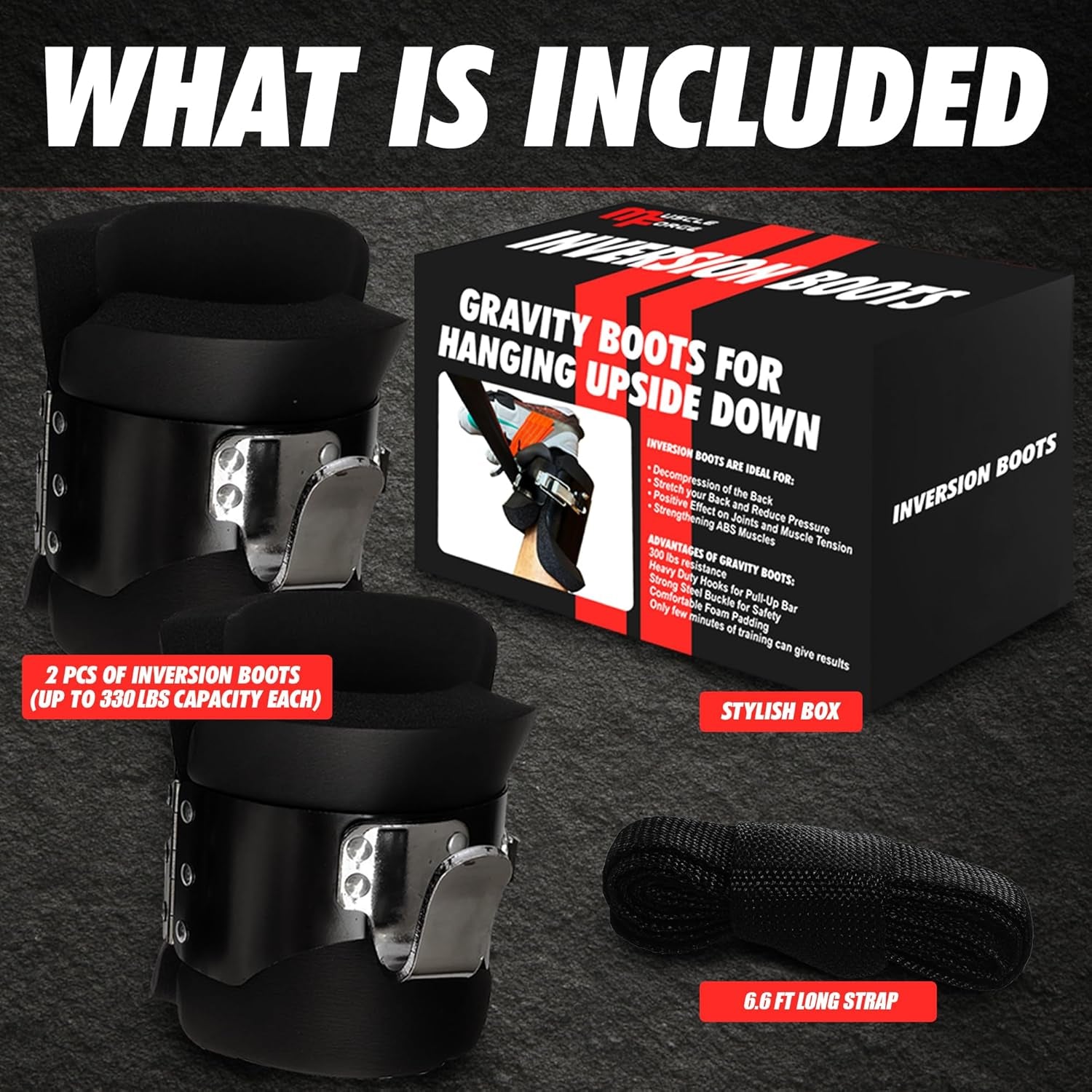 Transform Your Workout with MuscleForge Inversion Boots – Ultimate Back Pain Relief and Core Strengthening with Safety Lock and Comfort Padding