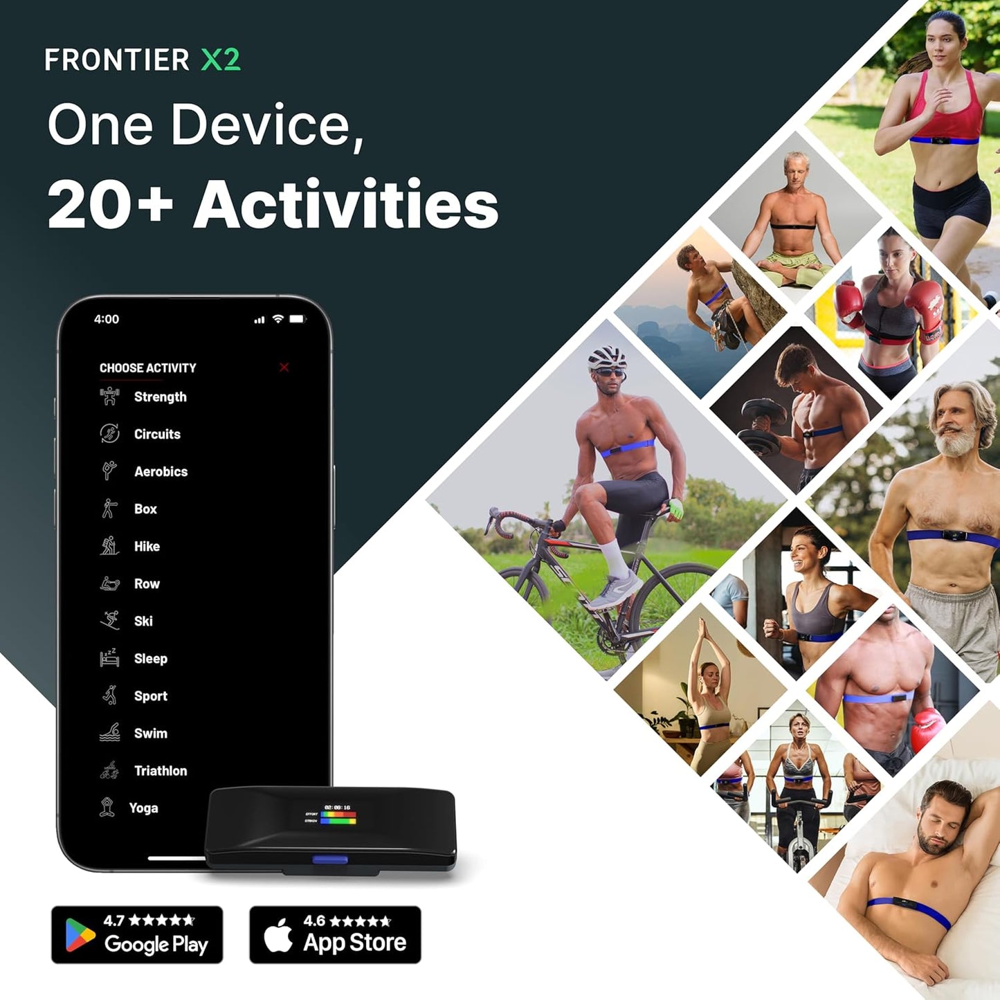 2 Smart Heart Rate Monitor Chest Strap, Wearable Heart Rate Monitor with Strain, Breathing Rate, Real Time Vibration Alerts and 20+ Fitness Activities with Continuous Heart Monitoring