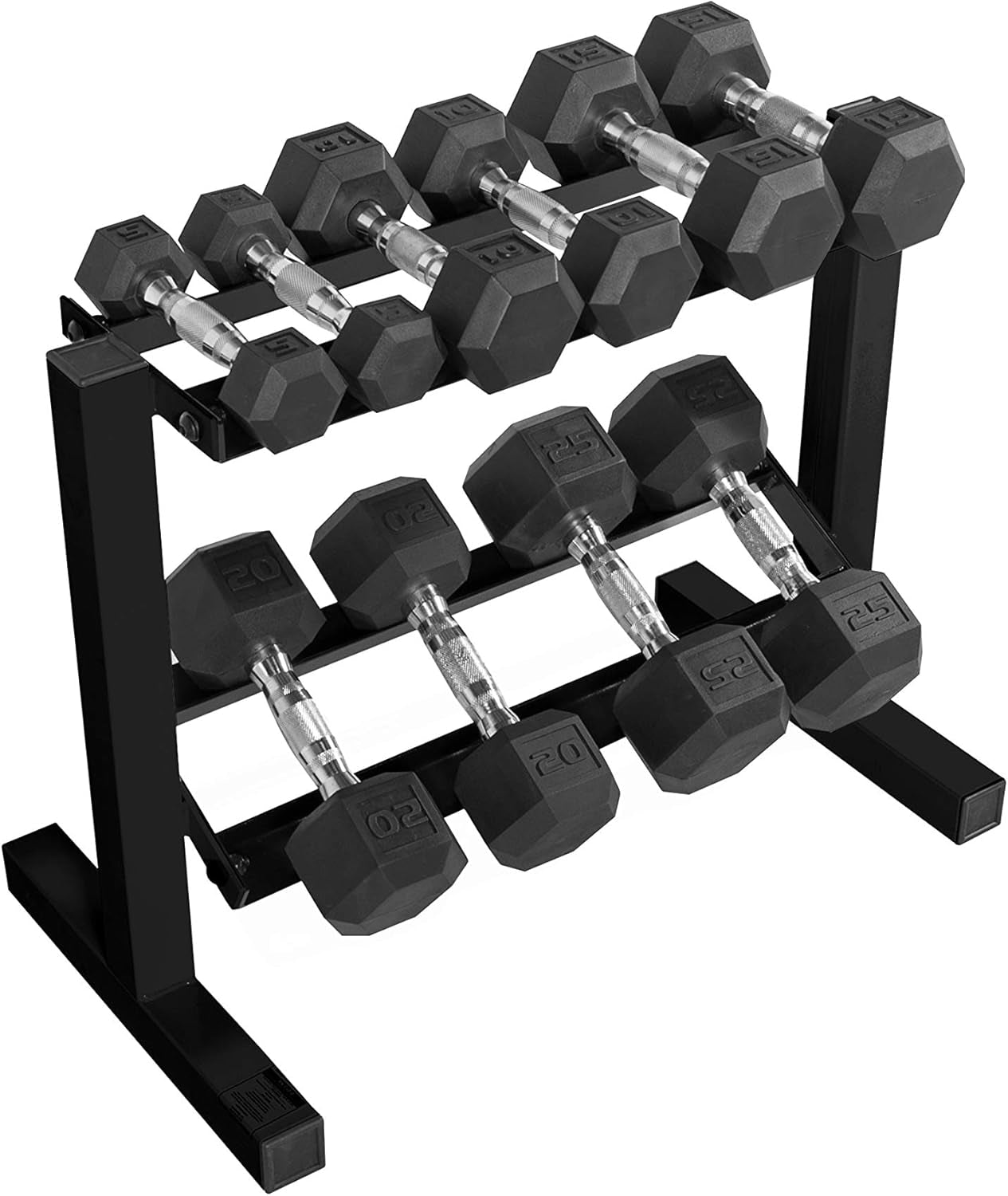 150-Pound Dumbbell Set, 24-Inch Black Rack & Adjustable Bench Bundle