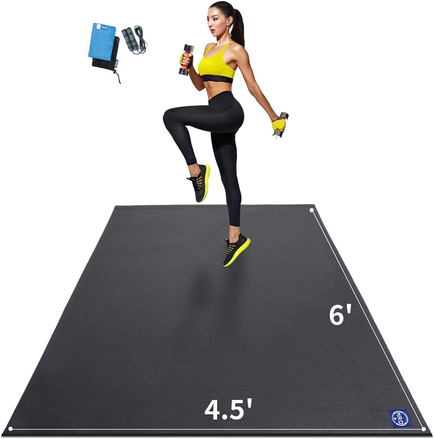 Extra Large Exercise Mat for Home Gym, 8'X4.5'/7'X4.5'/6'X4.5'(7Mm) Workout Mats for Gym Flooring, Non-Slip, Extra Thick Durable Cardio Mat, Ideal for Plyo, Weights, MMA, Jump Rope -Shoe Friendly