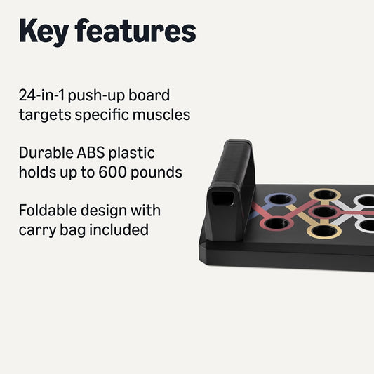 Push up Board, Black, 24-In-1 – Multi-Position Training System for Upper Body Strength & Muscle Building – Portable Home Gym Equipment