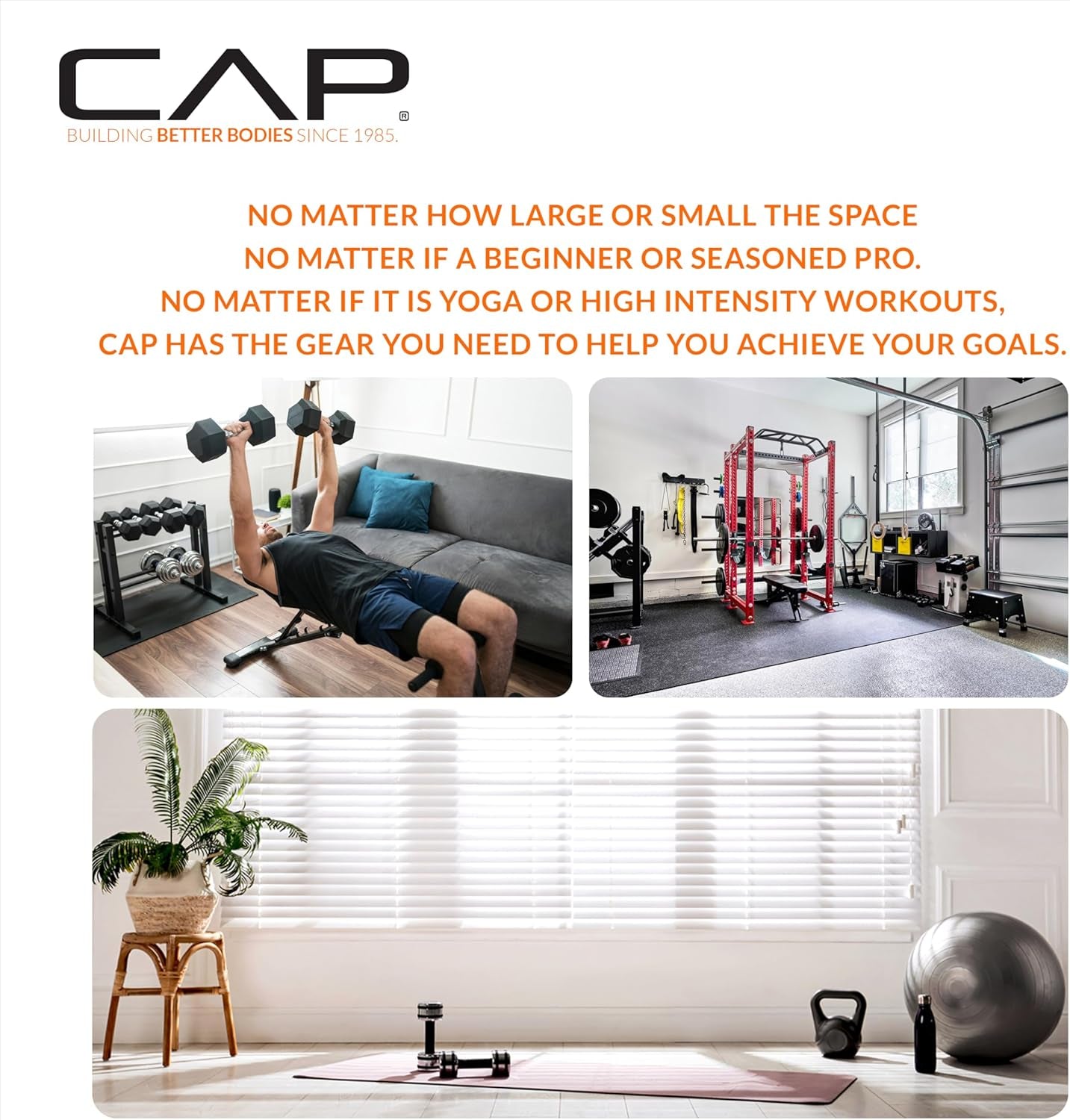 CAP 2-Inch Olympic Bumper Plate Weight Set | 100-370 Lbs | Multiple Colors | Storage Rack Optional