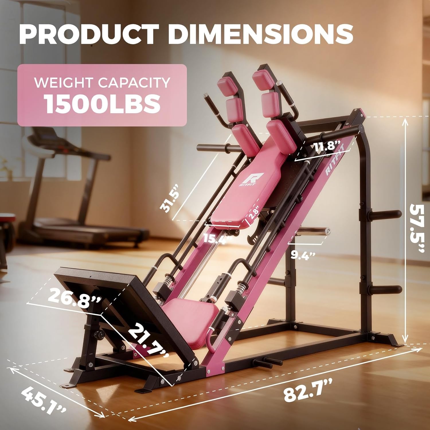 3-In-1 Leg Press Hack Squat Machine for Home Gym, 1500LB Capacity, Compact Space-Saving Design with Multiple Hack Squat & Leg Press Angles