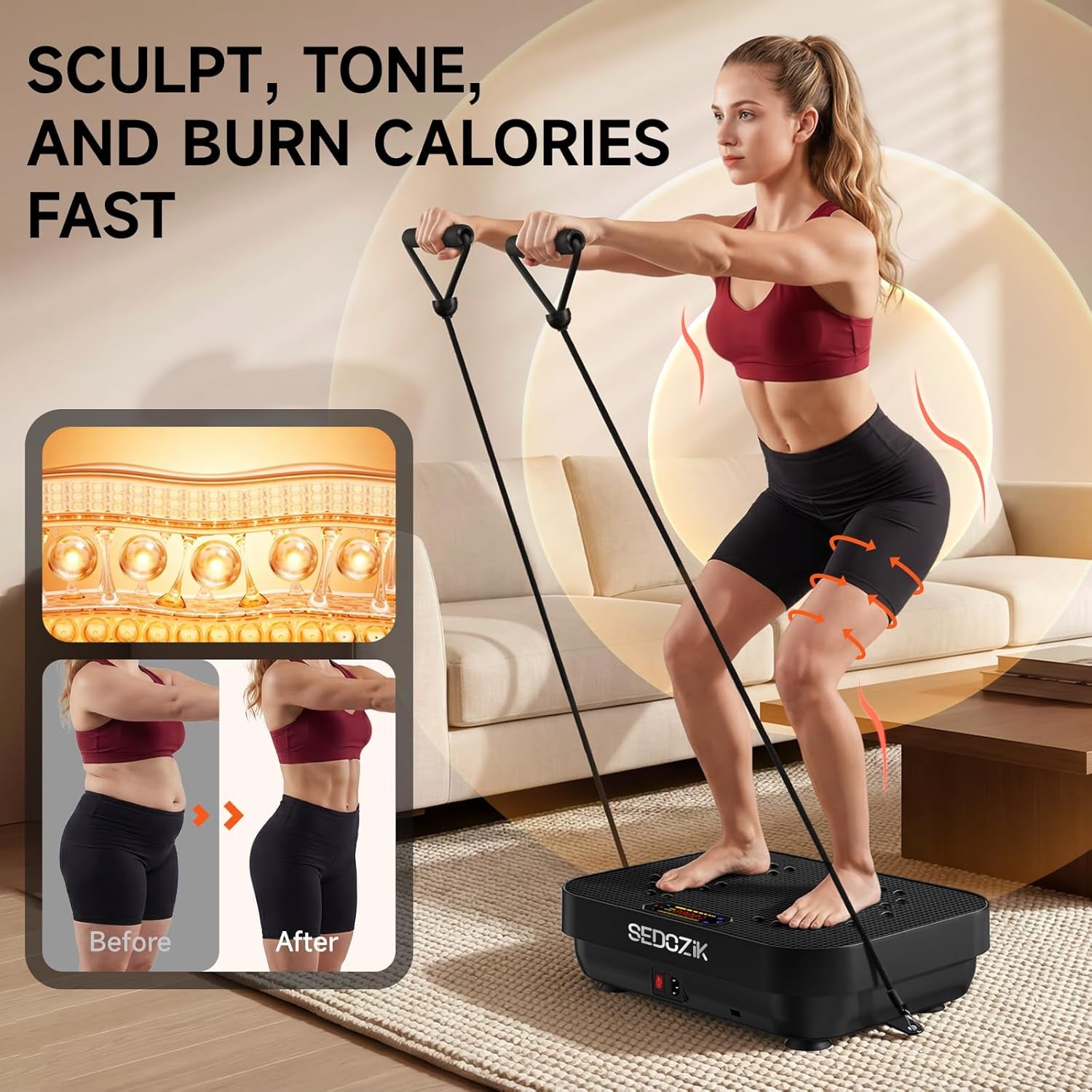 Vibration Plate Exercise Machine, 450Lb Capacity Whole Body Vibrating Plate for Lymphatic Drainage, Shaker Board Platform for Weight Loss with Resistance Bands Bluetooth 120 Speeds