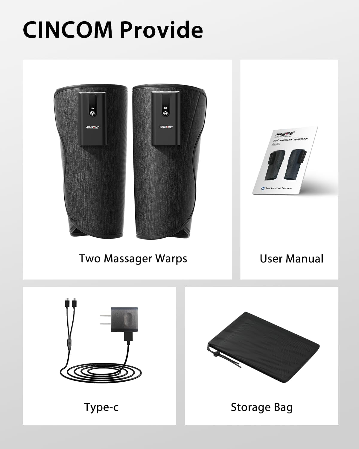 Leg Massager with Heat and Air Compression, Cordless Calf Massager for Circulation and Pain Relief, Rechargeable Leg Compression Massager for Edema Leg Relief