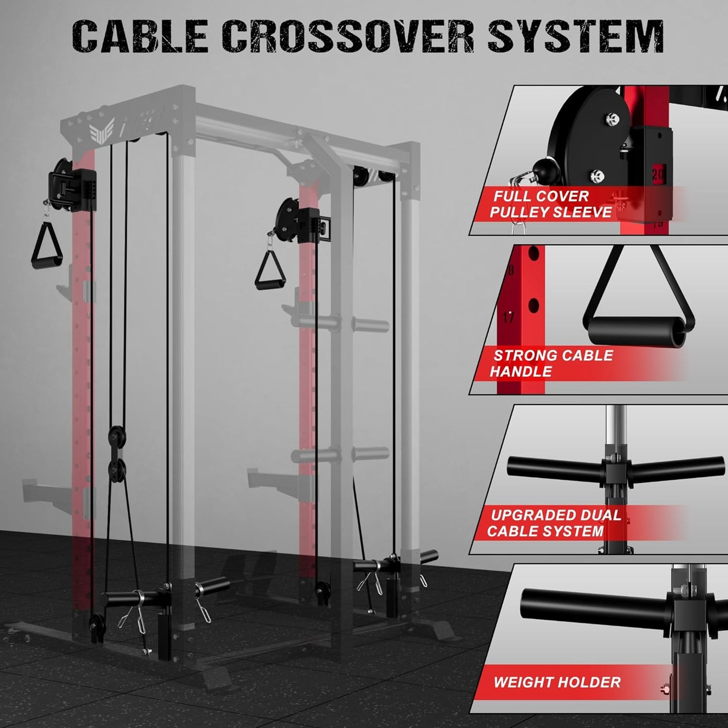 C21 Power Cage with Independent Dual Pulley System, 6-In-1 Multi-Functional Squat Rack for Home Gym, 2000LBS Full Body Workout Power Rack