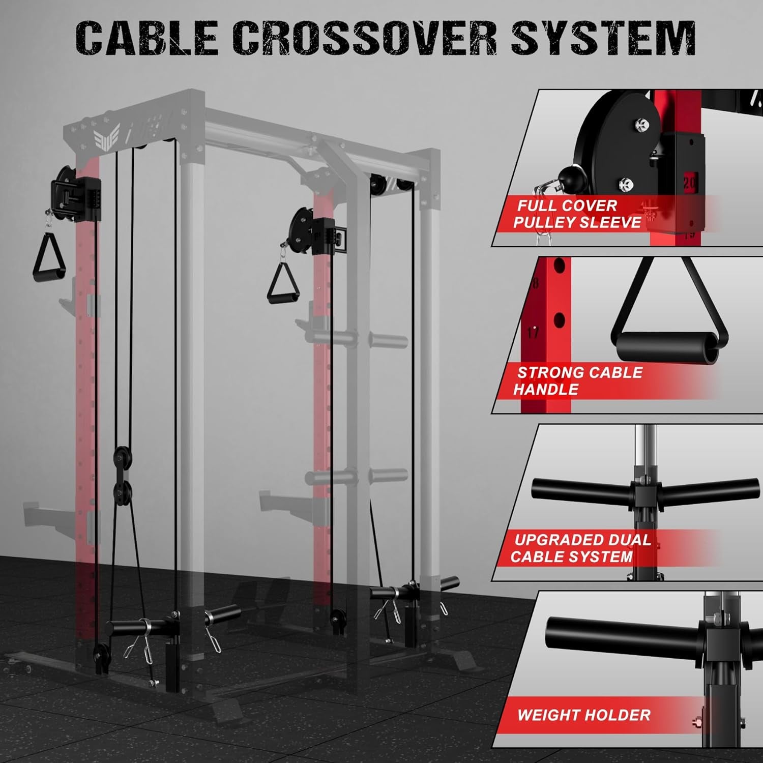 C21 Power Cage with Independent Dual Pulley System, 6-In-1 Multi-Functional Squat Rack for Home Gym, 2000LBS Full Body Workout Power Rack