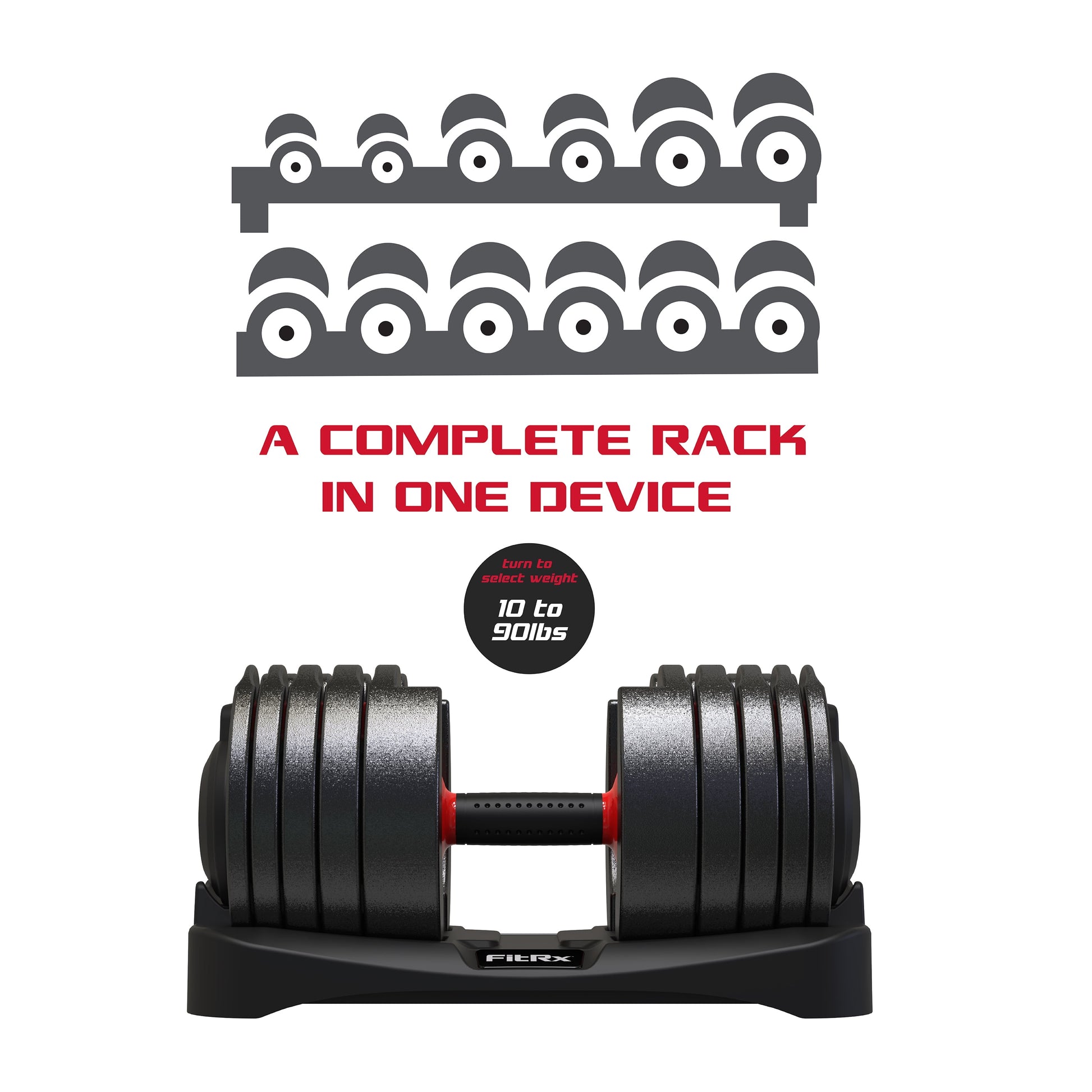 Smartbell XL, 90Lb Adjustable Dumbbell Set with Quick-Select Weights for Home Gym