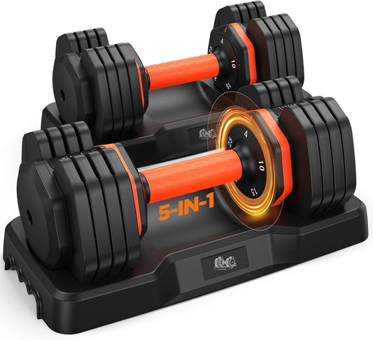 2026 FDB2 Updated Adjustable Dumbbell Set of 2, 110Lbs/50Lbs Weights Dumbbell Set with Storage Box, 25Lbs/55Lbs Adjustable Weights with Anti-Slip Silicone Grip, Weight Set for Home Gym Suit Both Men and Women