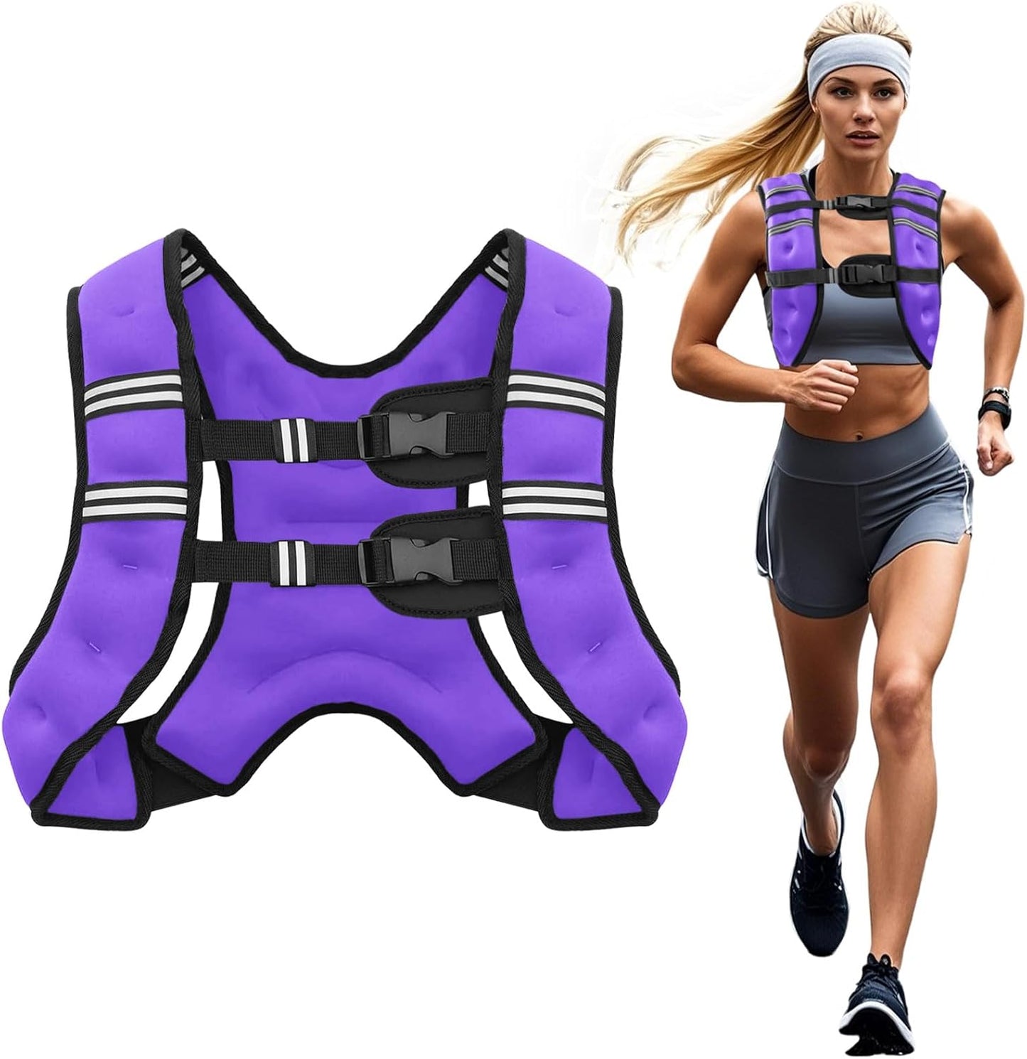 Weighted Vest, 6Lb/8Lb/10Lb/12Lb/16Lb/20Lb/25Lb/30Lb Weight Vest for Men Women, Body Weight Vests Adjustable with Reflective Stripe for Strength Training, Running, Workout, Jogging, Walking