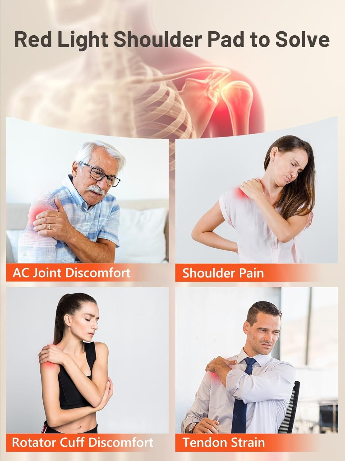 Cordless Red Light Therapy for Shoulder with Massage, 5000Mah Battery Portable Red Light Therapy for Shoulders & Joint Comfort Wearable Shoulders Massage Wrap