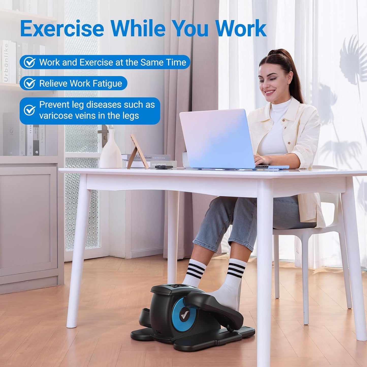 under Desk Elliptical Machine, Elliptical Leg Exerciser as Seen on TV for Seniors Adults Fully Assembled, Elliptical Exercise Machine Portable Electric Pedal with Remote Control&12 Auto Mode