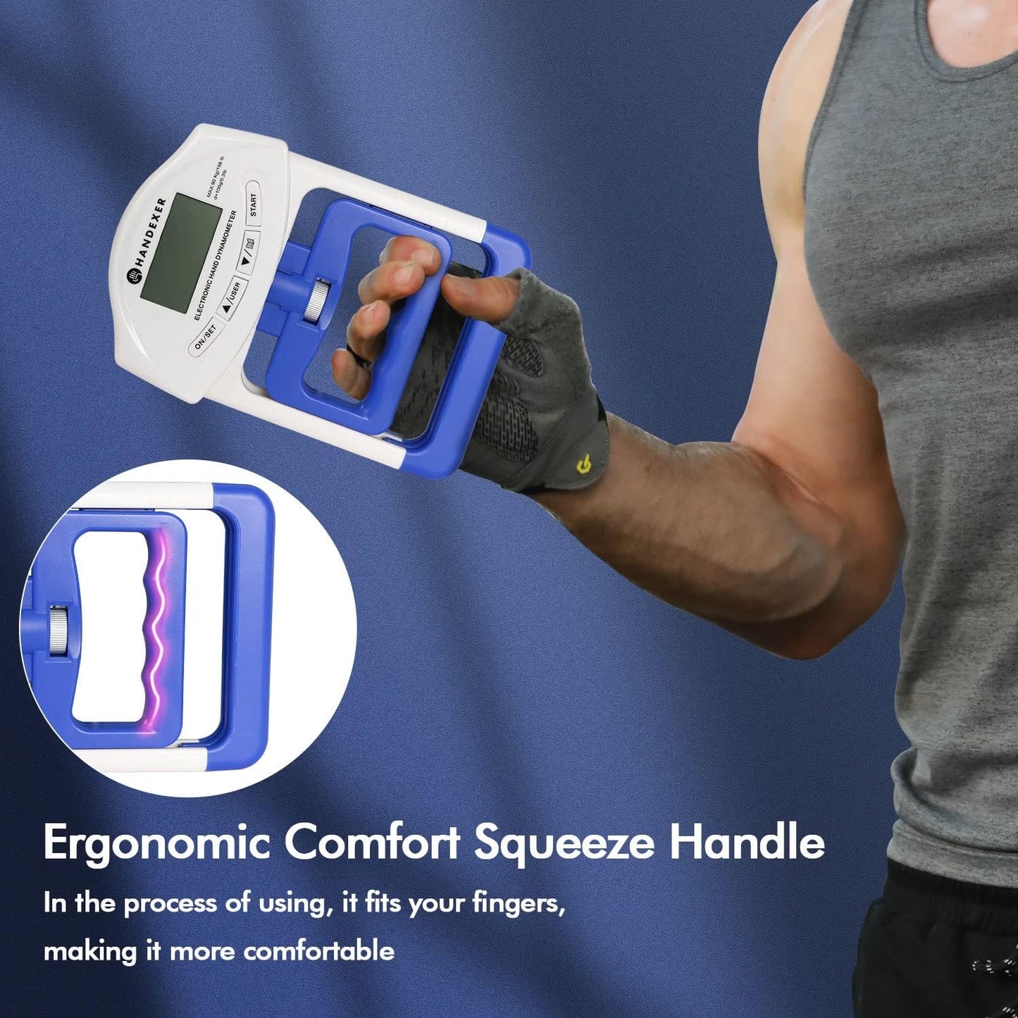 Grip Strength Tester 265Lb/120Kg, Digital Hand Dynamometer FDA Registered with Backlit LCD for Grip Strength Testing and Training