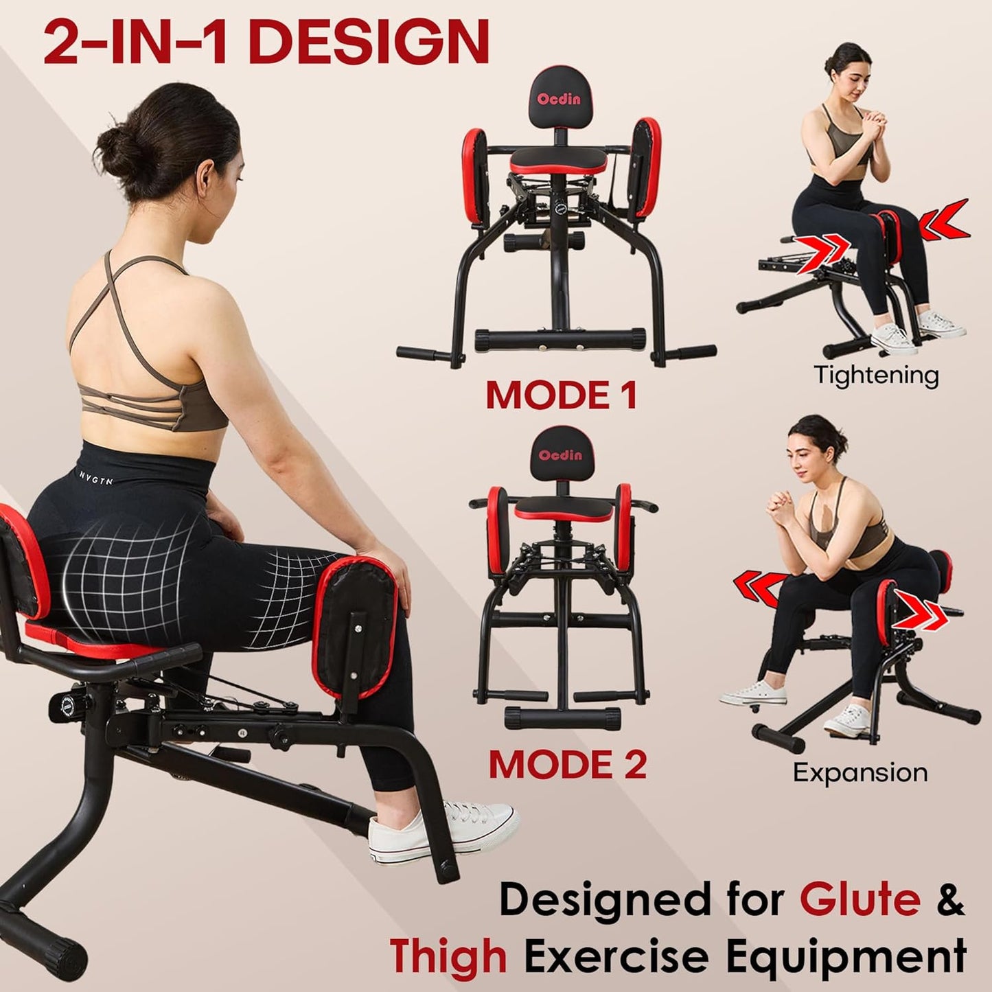 Hip Abductor Adductor Machine for Home Gym, Inner and Outer Thigh and Glute Workout System