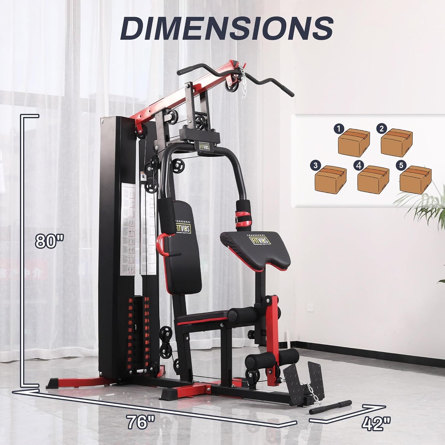 Home Gym Equipment, Multifunctional Full Body Workout Weight Machine Station with Weight Stack, All in One Exercise Equipment with Pulley System & Seated Rowing for Home Gym Strength Training