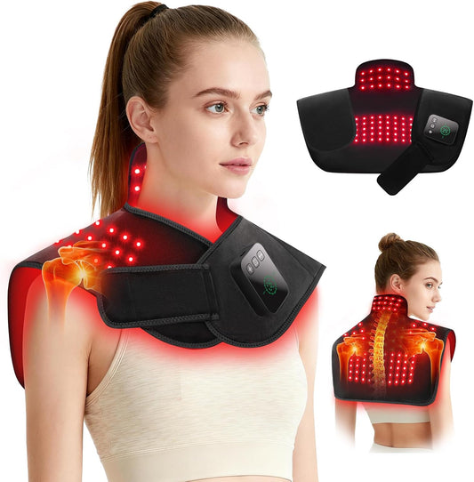 Red Light Therapy for Neck&Shoulder, 660Nm&850Nm Infrared Light Therapy for Pad&Wrap with Pulse Mode Timer Remote Control, Red Light Therapy Device for Home Office
