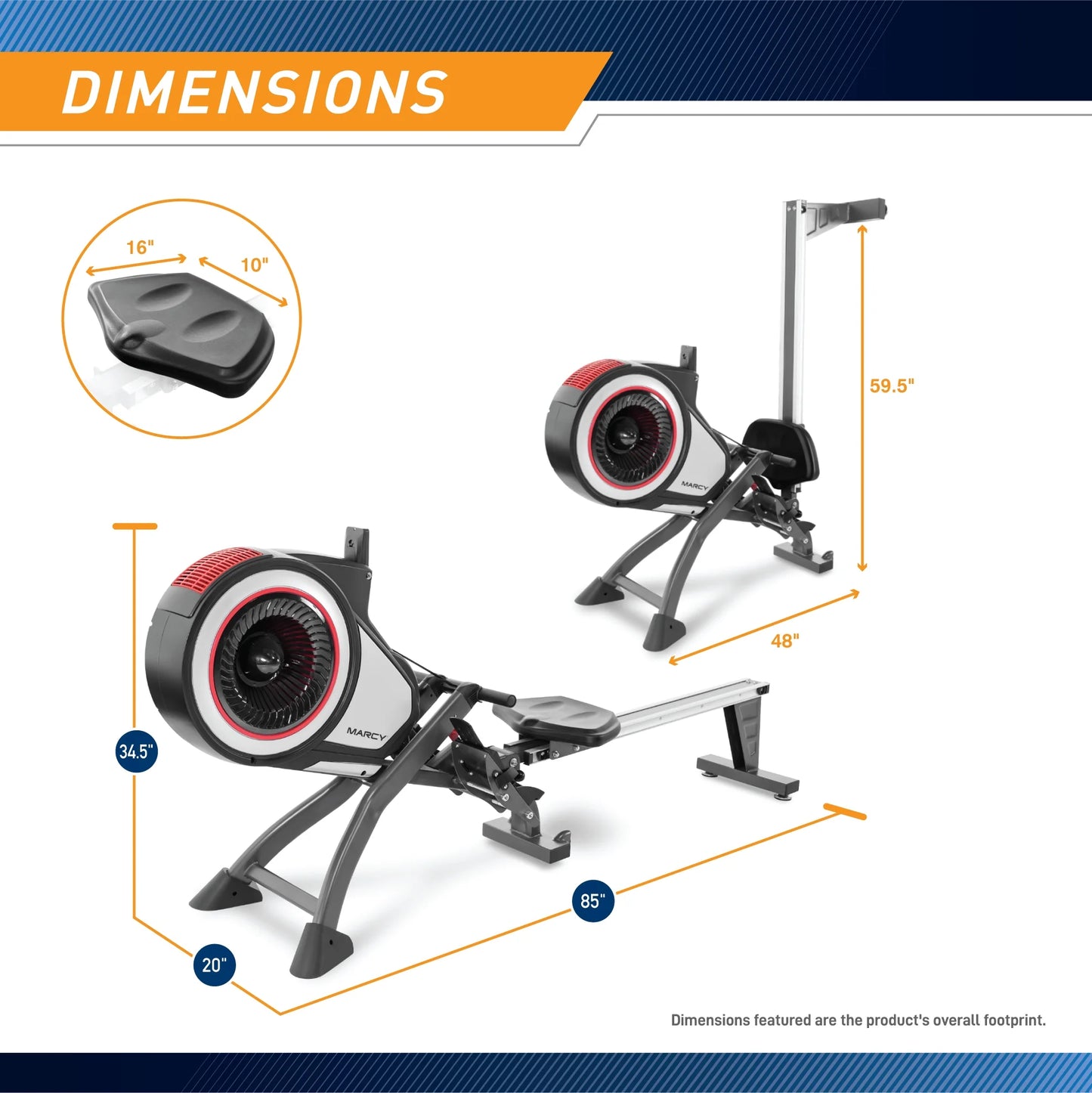 Foldable Turbine Rowing Machine Rower with 8 Resistance Setting and Transport Wheels NS-6050RE