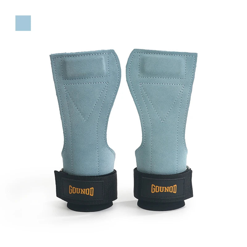 Gym Grips for Men Women Cowhide Palm Guards Weightlifting Fitness Workout Gloves Grips with Wrist Wraps Training Equipment