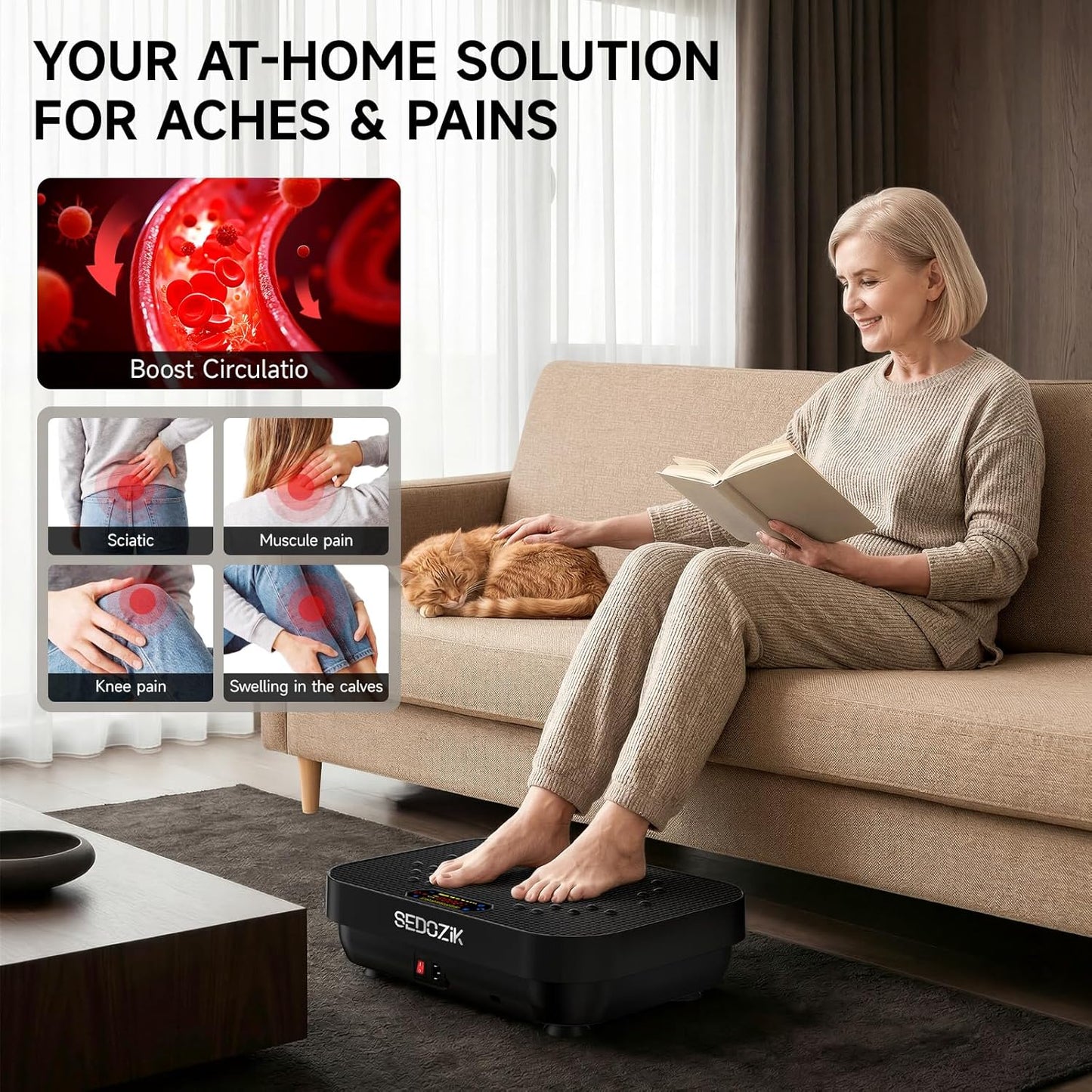Vibration Plate Exercise Machine, 450Lb Capacity Whole Body Vibrating Plate for Lymphatic Drainage, Shaker Board Platform for Weight Loss with Resistance Bands Bluetooth 120 Speeds
