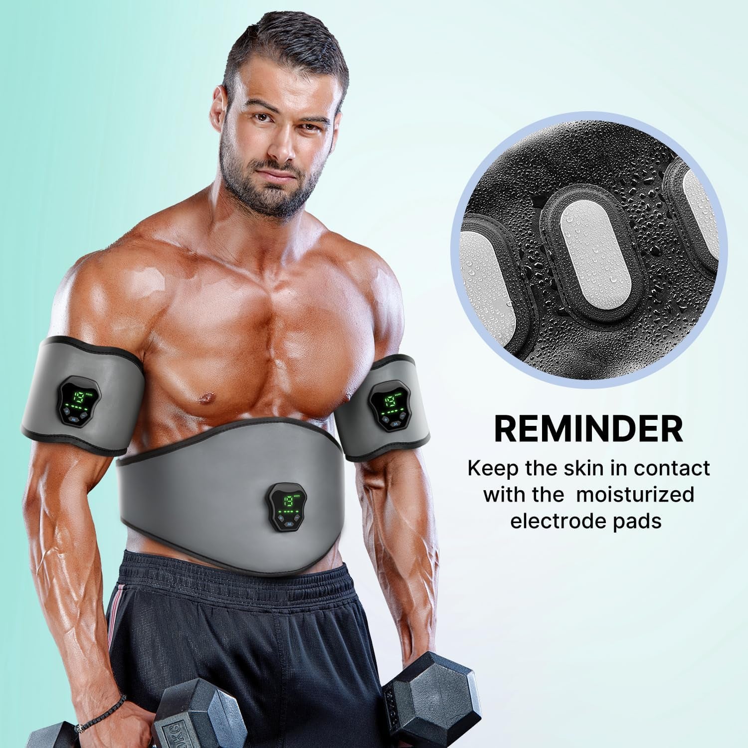 Fitness Belt, Powered Muscle Stimulator for Home Use, for Muscle Conditioning Grey