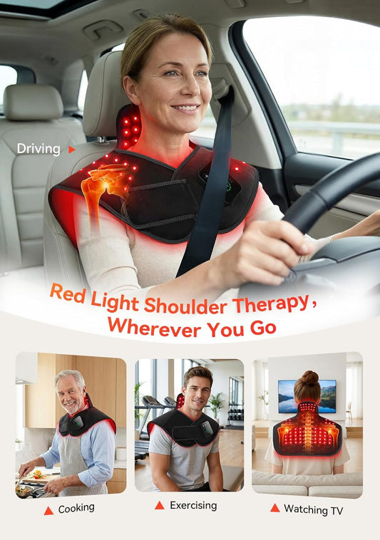 Red Light Therapy for Neck&Shoulder, 660Nm&850Nm Infrared Light Therapy for Pad&Wrap with Pulse Mode Timer Remote Control, Red Light Therapy Device for Home Office