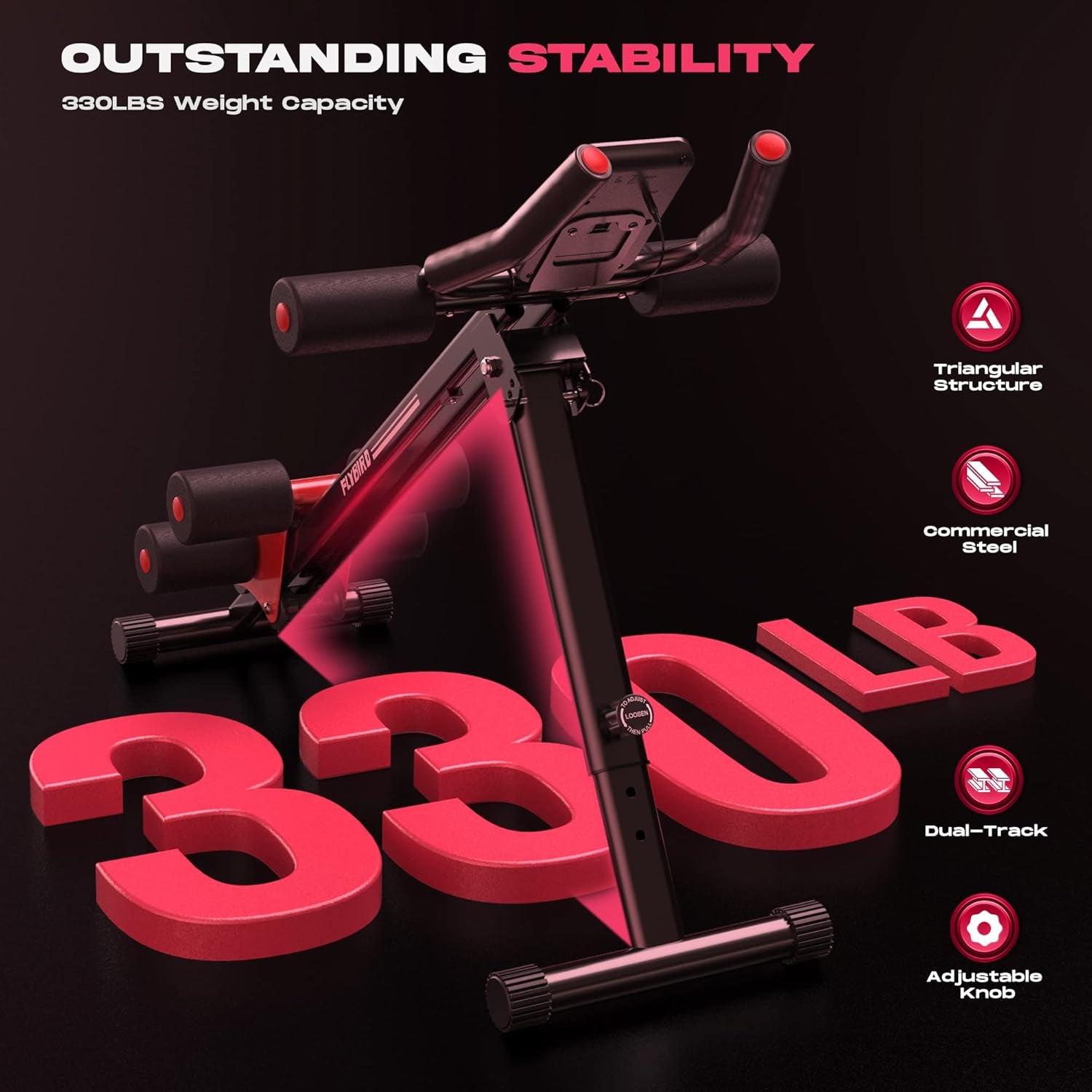 AW1 Ab Workout Machine, Ab Crunch Machine Ab Workout Equipment Foldable for Home Gym, Bottom-Up Abdominal Trainer for Core Waist Workout and Body Shaping with Adjustable Heights and Angles, Red