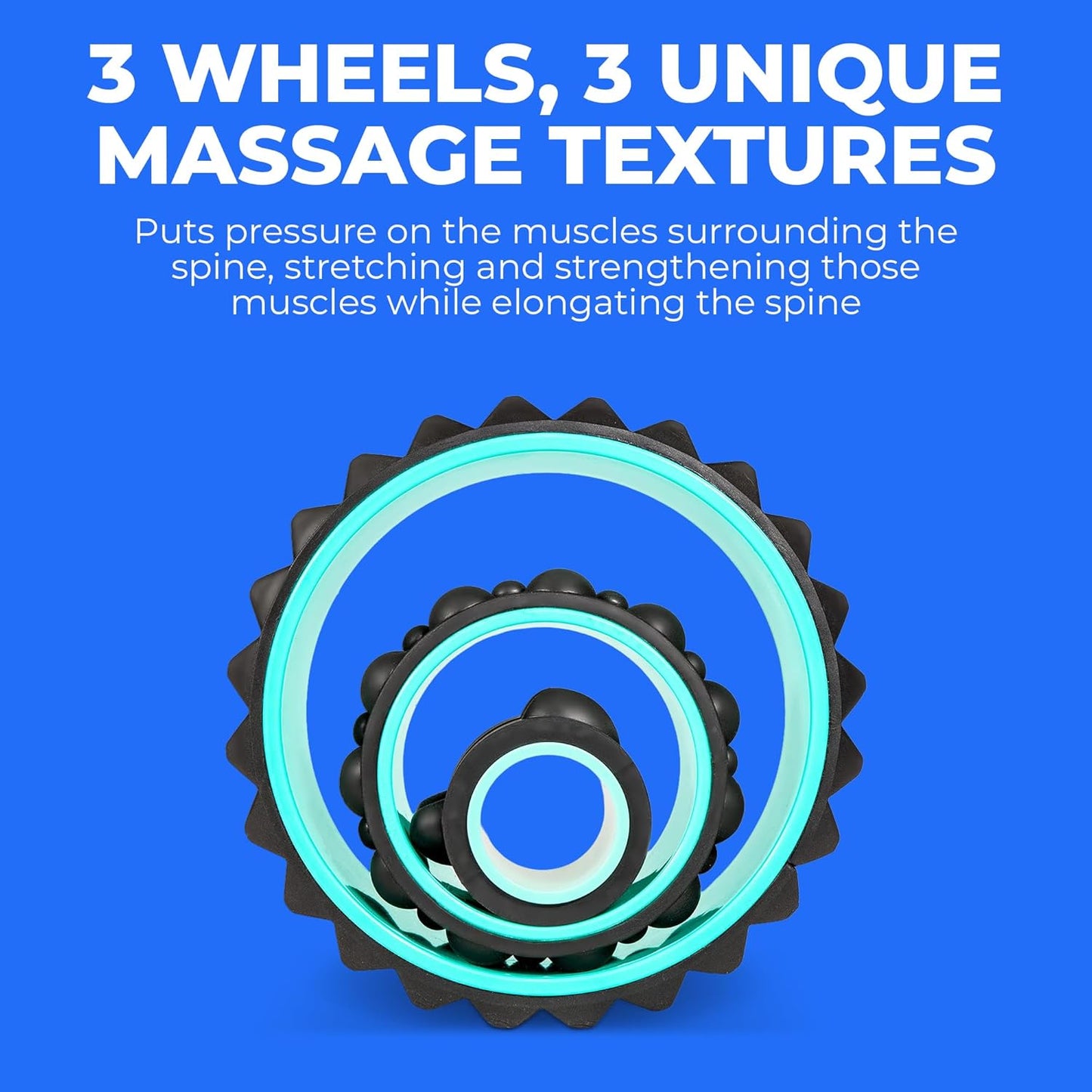 Wheel XR 3P Massage Roller Set - 10” Acupressure, 6” Knot-Kneading Thumb, 4” Neck & Headache Tension Relief, High Density Foam Massage Rollers for Back & Neck Pain, 500Lbs Capacity, Mint