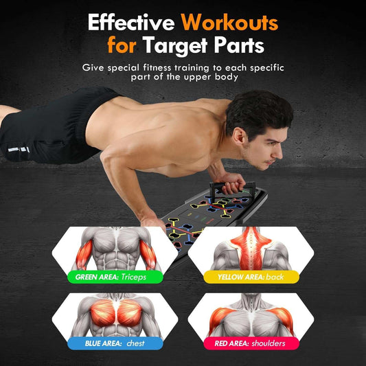 Portable Push Up Board Home Gym Kit with resistance bands, ab roller, and adjustable Pilates bar for full-body workouts