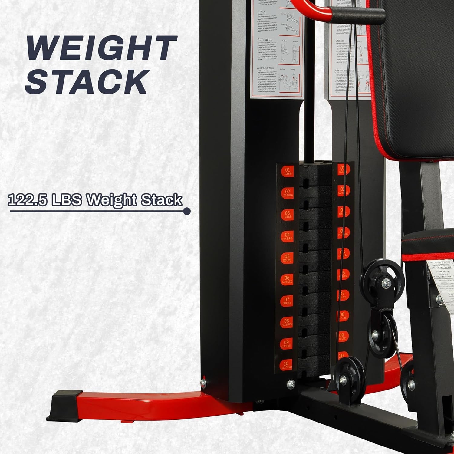 Home Gym Equipment, Multifunctional Full Body Workout Weight Machine Station with Weight Stack, All in One Exercise Equipment with Pulley System & Seated Rowing for Home Gym Strength Training