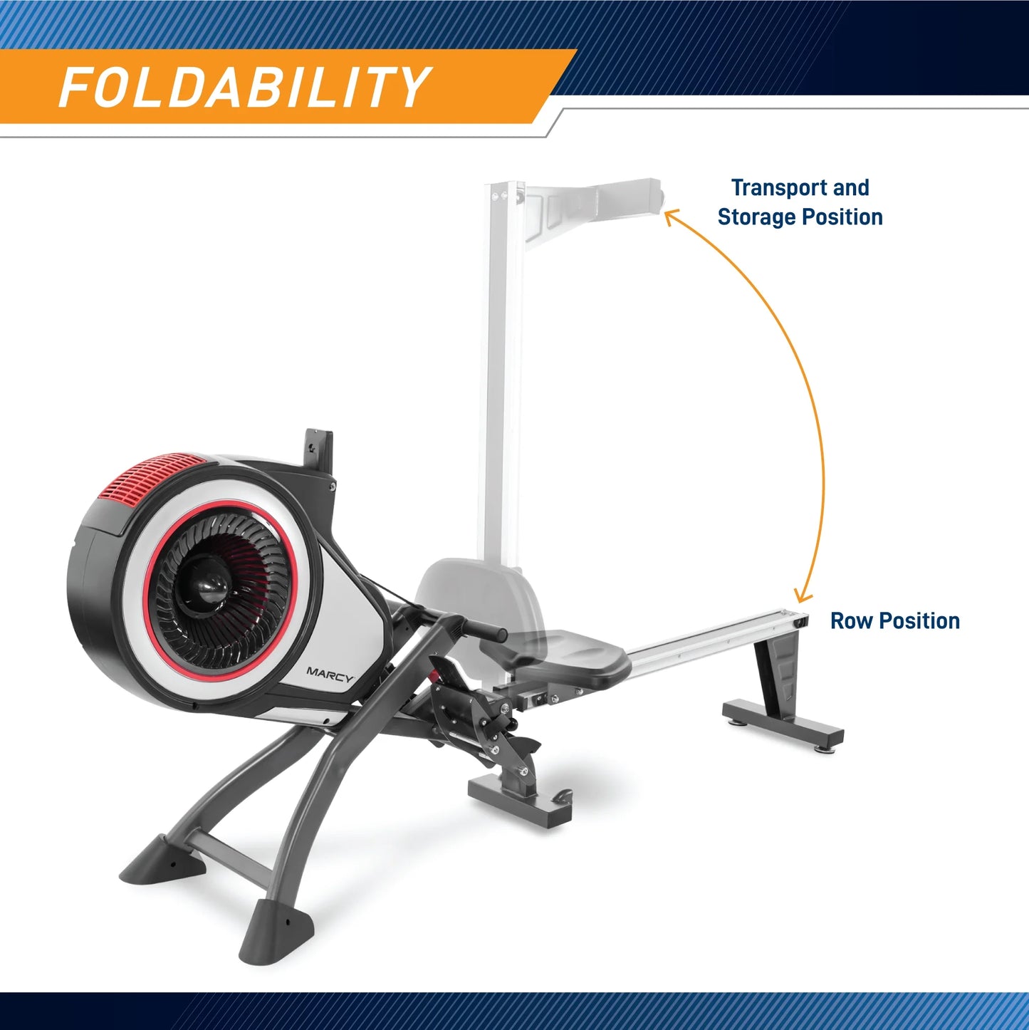 Foldable Turbine Rowing Machine Rower with 8 Resistance Setting and Transport Wheels NS-6050RE