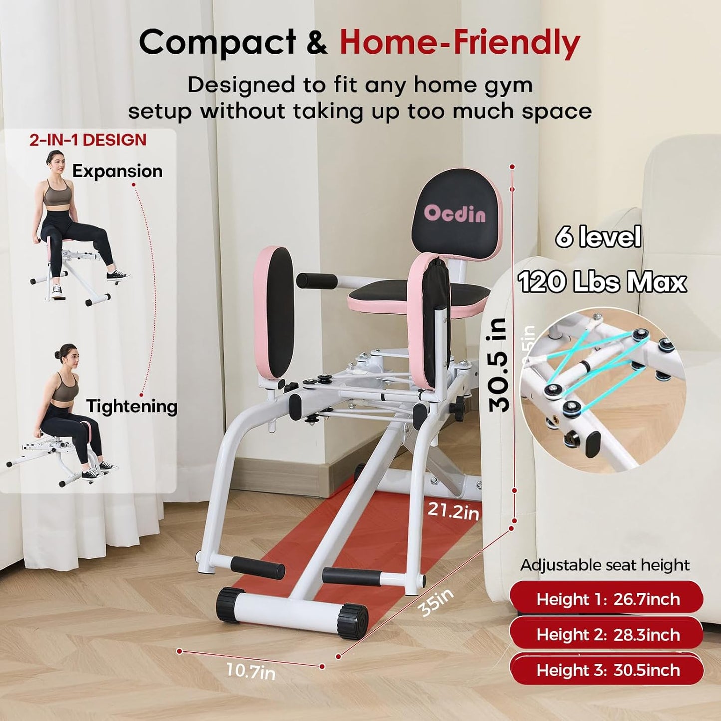 Hip Abductor Adductor Machine for Home Gym, Inner and Outer Thigh and Glute Workout System