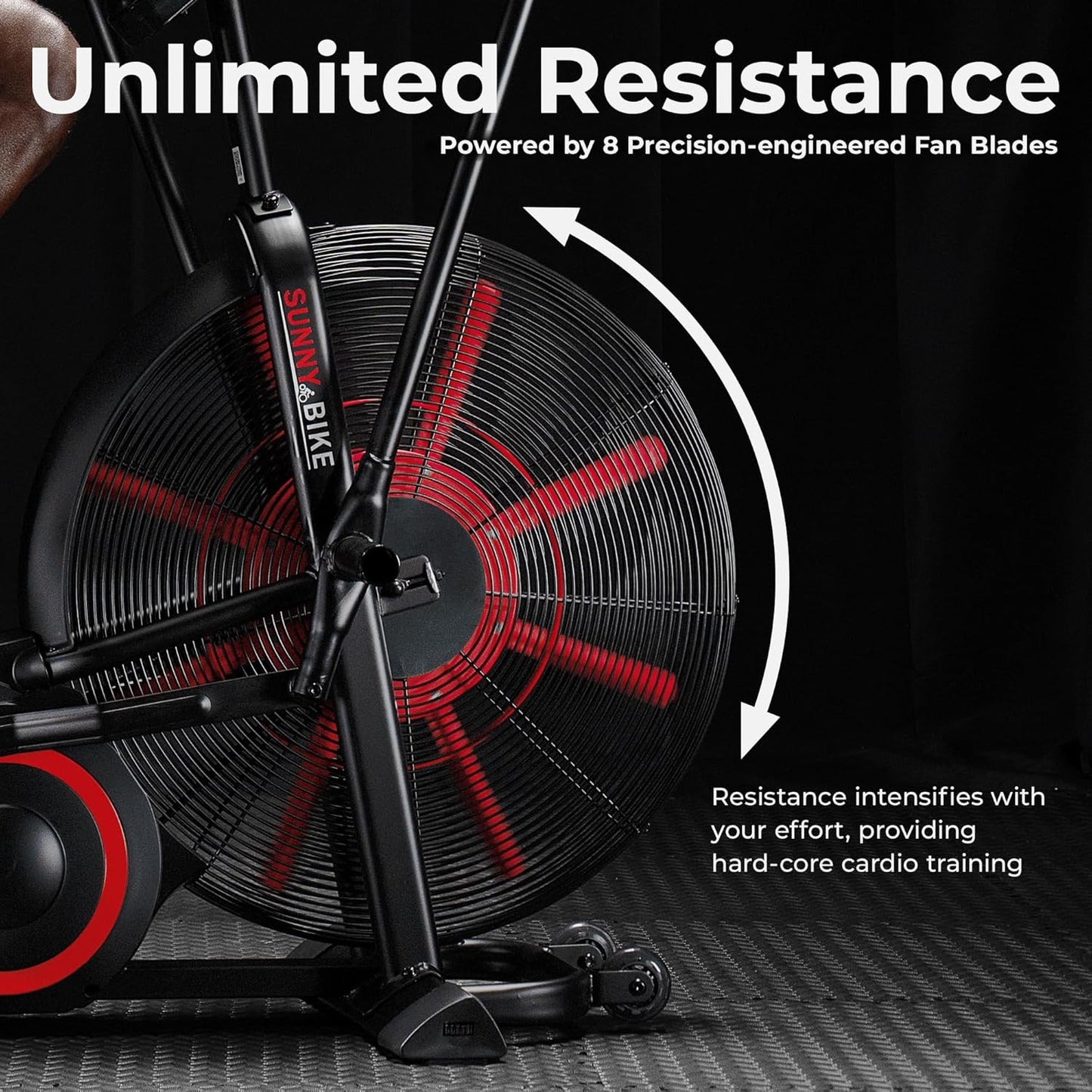 Premium Smart Cross-Training Fan Bike, Air Resistance Cardio Machine W/330Lb Capacity for Intensive Home Workout, Customizable Monitor W/Free Sunnyfit App Connection-Sf-B223018