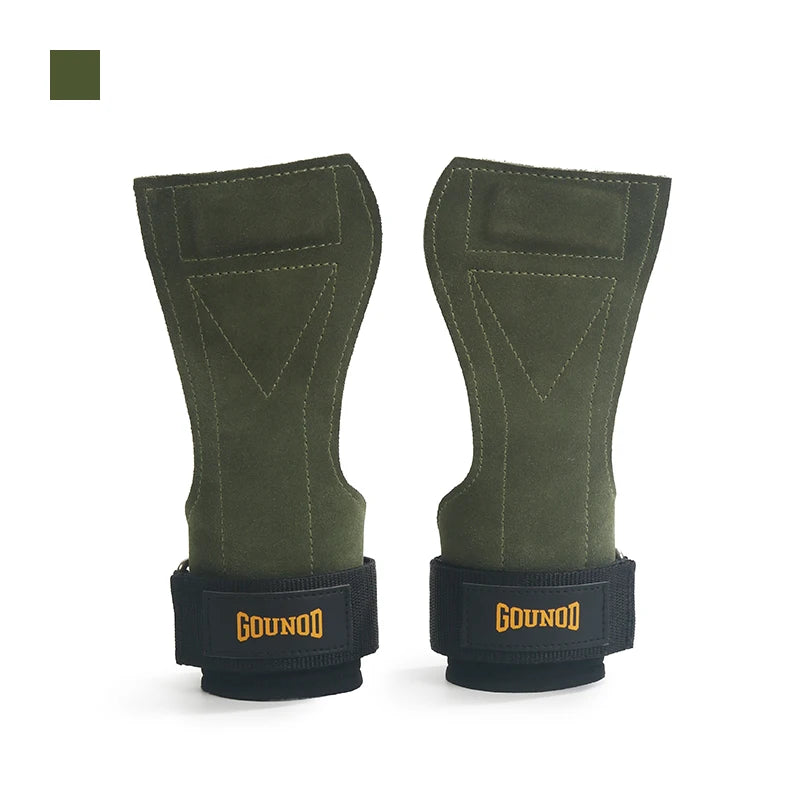 Gym Grips for Men Women Cowhide Palm Guards Weightlifting Fitness Workout Gloves Grips with Wrist Wraps Training Equipment