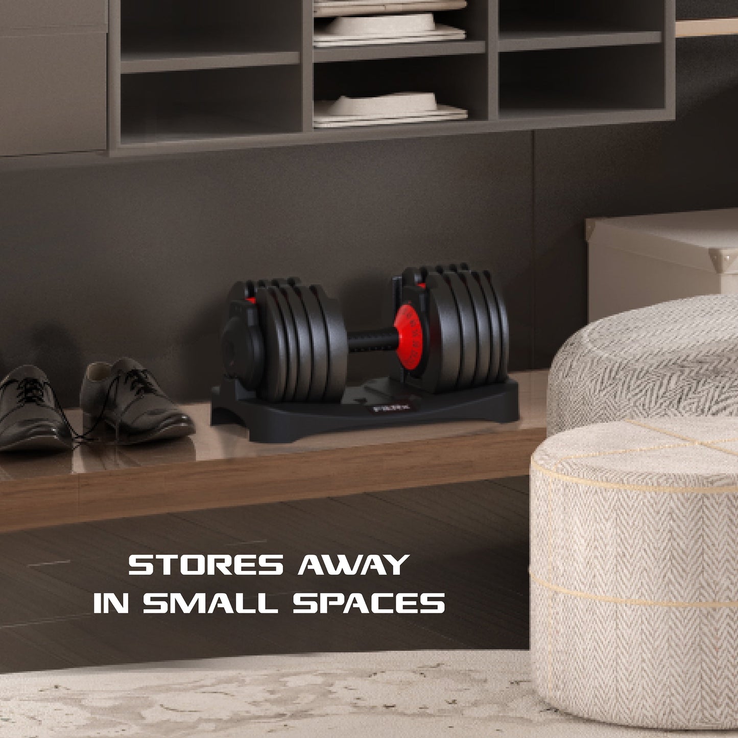 Smartbell XL, 90Lb Adjustable Dumbbell Set with Quick-Select Weights for Home Gym